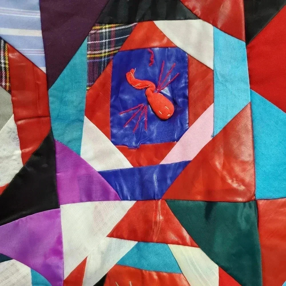 Handmade Red Asian like Symmetrical Tapestry